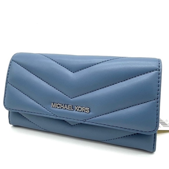 Michael Kors Large Trifold Wallet Blue Lagoon (NWT) - Picture 3 of 9